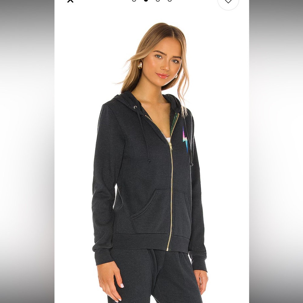Aviator Nation Rainbow Bolt Zip Hoodie Small